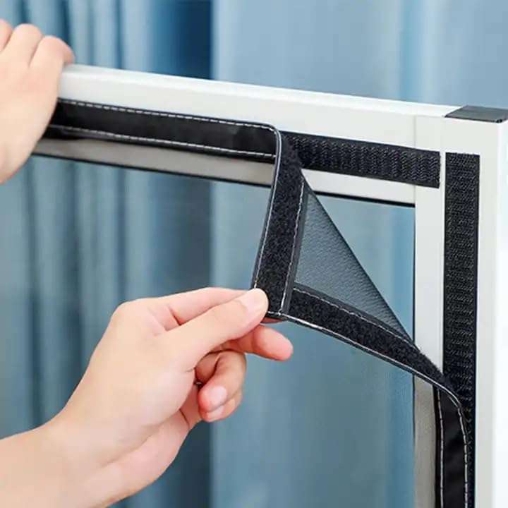 AutarkyFiberglass Window Mosquito Net (Size- 33 Inch x 53 Inch / 83.8cm x 134.6cm) 120GSM Pre-Stitched & Strong Self-Adhesive Hook Tape Color - Black 1