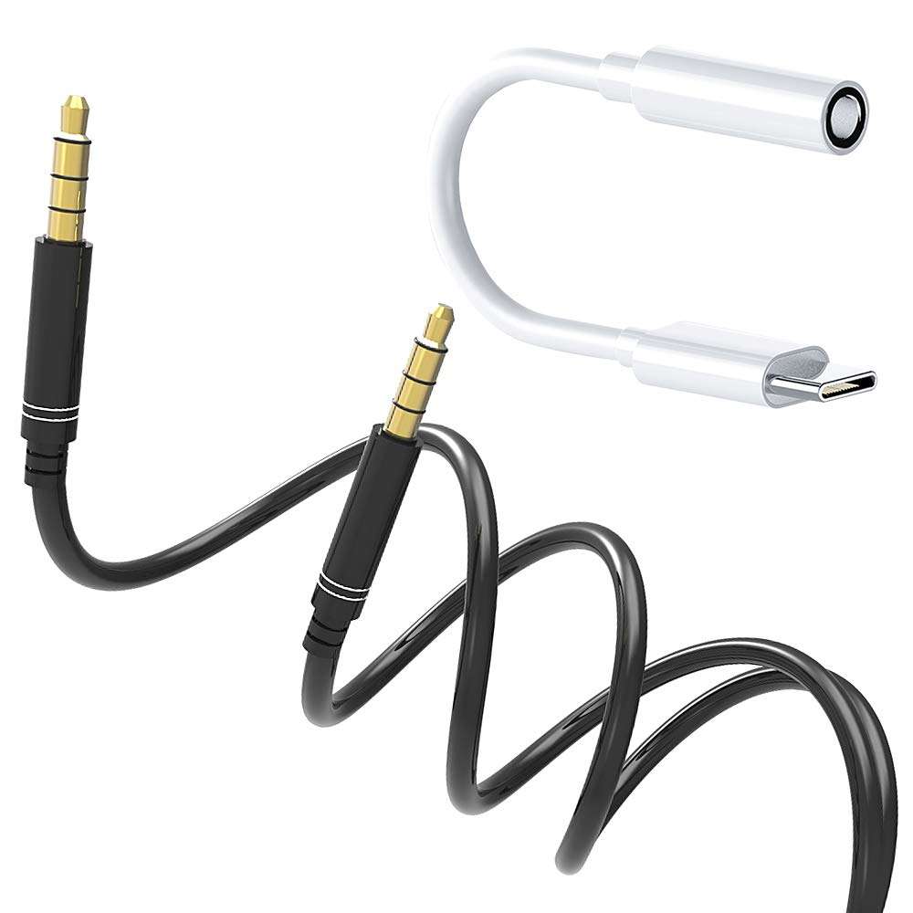 High Speed High Data Transmission Speed High Rate Type C to 3.5mm Audio Jack Adapter with Chip+3.5mm Male to Male Car Headphone Audio Aux Cable Compatible with Samsung Galaxy S21 SM-G991U1 1