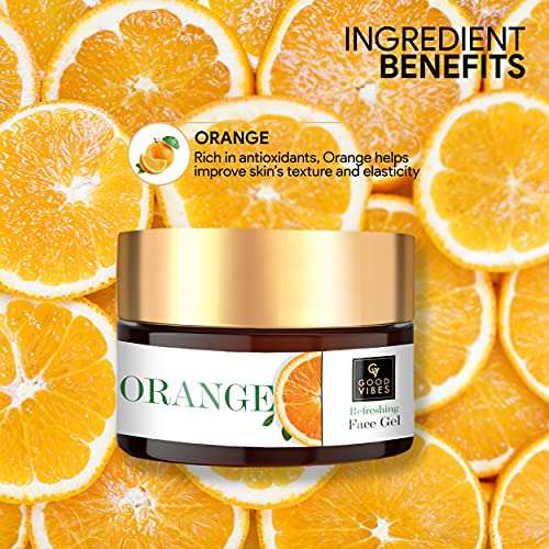 Good Vibes Orange Refreshing Face Gel 100 g, Skin Brightening Hydrating Non Greasy Moisturizing Light Weight Nourishing Formula for All Skin Types, Natural, No Parabens & Sulphates, No Animal Testing 4