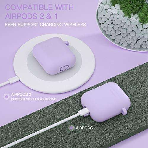 CTYBB for Airpod Case,Silicone Airpods Case Cover with Fur Ball Keychain Compatible with Apple Airpods 2/1 (Front LED Visible) 5