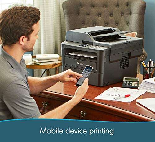 Brother MFC L2750DW Monochrome Laser Printer All-in-One with Wireless, Auto 2 Sided Printing, Print Scan Copy, 2400 x 600 dpi, 36ppm, 250 Sheet, 30 Bonus Ink Cartridges, Bundle with JAWFOAL 5