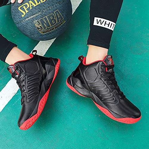 asdfgh Autumn Basketball Men's Shoes 2021 New Sports Shoes Men's Shoes Running Shoes (10,Black-red) 5