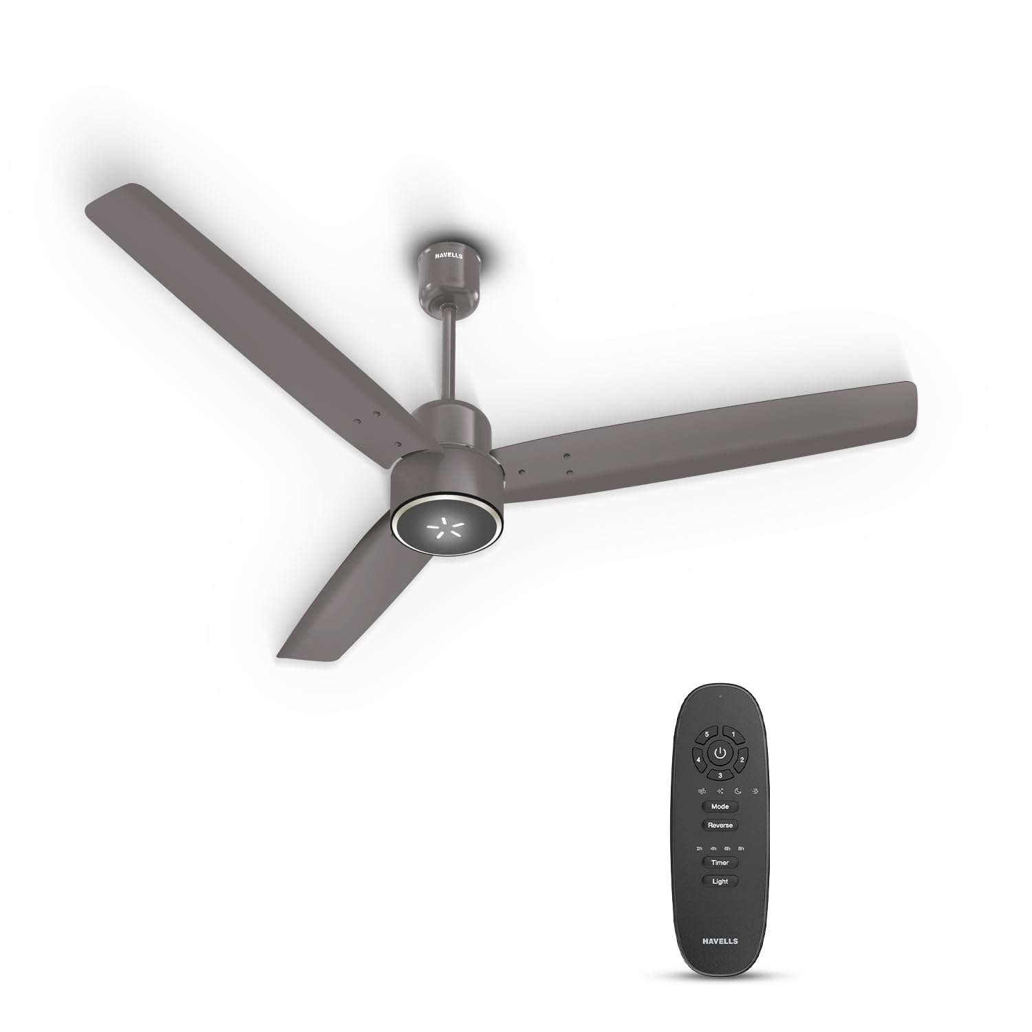 Havells FAB BLDC ULED Ceiling Fan 1200mm, 5 star, LED Speed Indicator, 380 RPM, Up to 65% Savings,Reverse Rotation,4 Speed Modes,Low Wattage 30W, Low Noise,Air Flow:225 CMM, 3 Year Warranty,Stone Grey 1