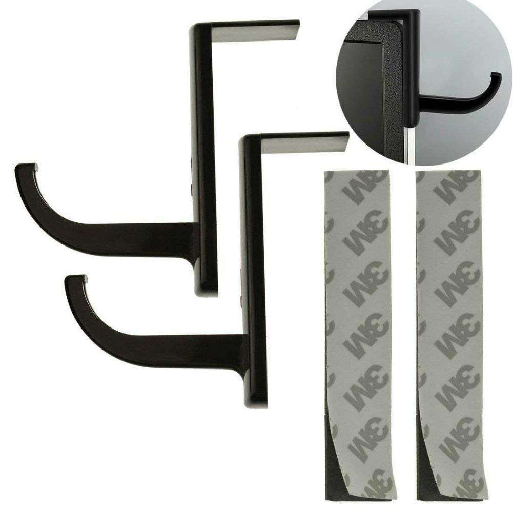 Akak Store 2 Pcs Black Headphone Headset Hanger Monitor Stand Holder Headset Stick-on Hook for Home and Office 1