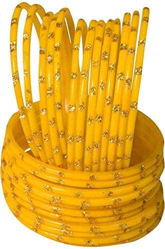 Laal Amrood Glass Bangles for Women & Girls (Yellow)