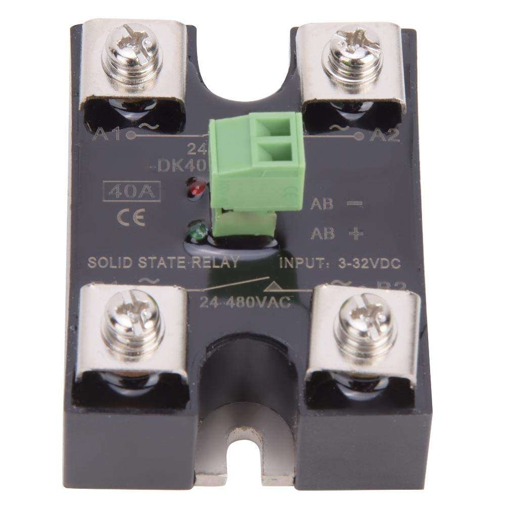 Relay Module DC Control AC Relay 3-32VDC DC Control Dual AC 24-480VAC Thermostat Temperature Controller(40A(BERM-DK40DA)) 1