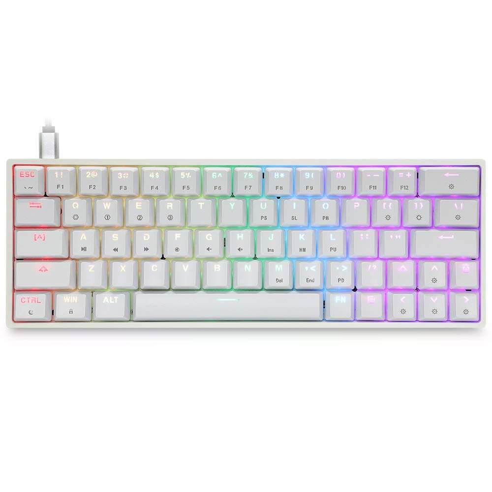 EPOMAKER SKYLOONG SK64 GK64 64 Keys Hot Swappable Mechanical Keyboard with RGB Backlit, ABS Keycaps, Arrow Keys, Programmable for Win/Mac/Gaming (Gateron Optical Brown, White) 1