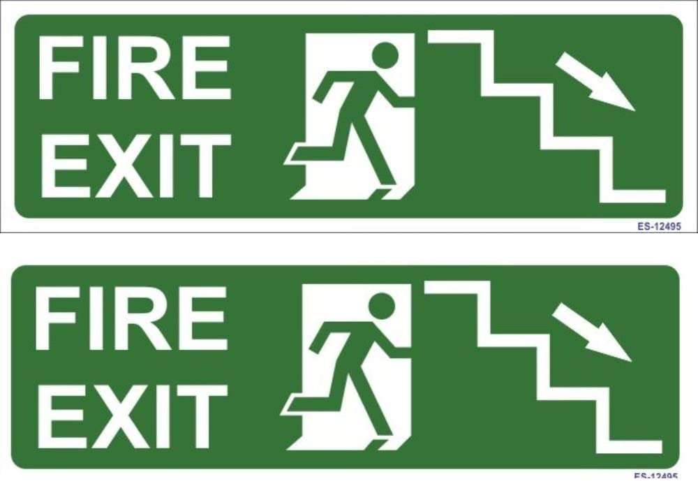 K T I® Autoglow Signage Staircase sign with Right Side Arrow Sign Board 3mm PVC Sheet with high Glow intensity in Total Darkness Size- 100X300 MM Pack Of 2 1