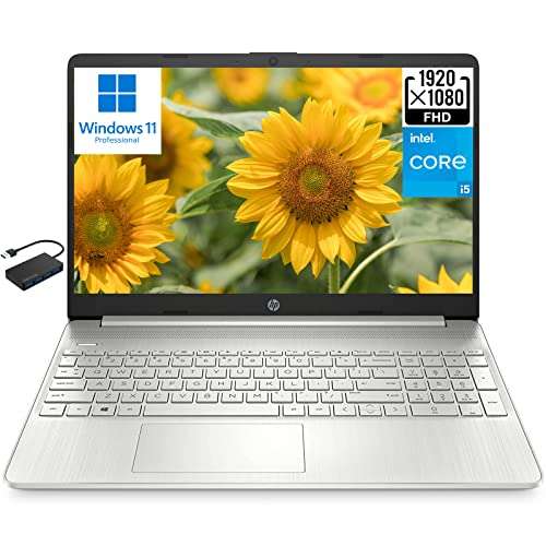 HP [Windows 11 Pro] 15 15.6" FHD Business Laptop Computer, 11th Generation Intel 4-core i5-1135G7 (Beat i7-1160G7), 8GB RAM 512GB PCIe SSD, Intel Iris Xe Graphics, Numeric Keypad, BT 5.2, HDMI, w/Hub 1
