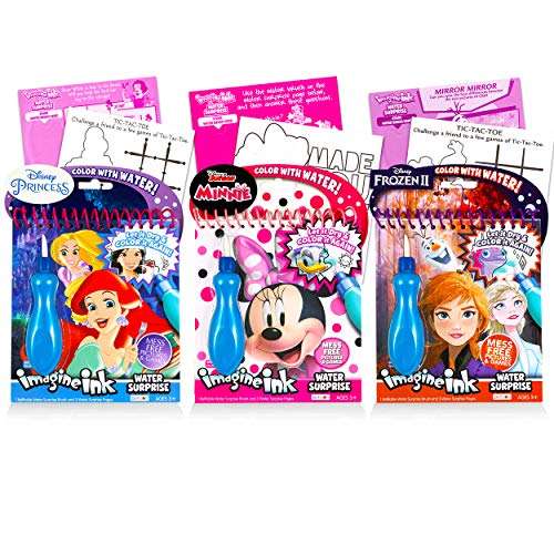 Disney Minnie Mouse Paint with Water for Kids Toddlers Bundle Set ~ 3 Mess-Free Paint Books with Water Surprise Brushes (Featuring Minnie Mouse, Disney Frozen, and Disney Princess) 1