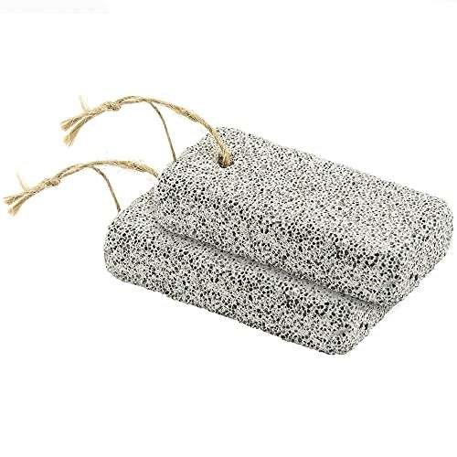 Jairestone Pumice Stone for Feet - 2 Pack Lava Stones - Callus Remover and Foot Scrubber - Exfoliating Rock for Hard, Dry and Dead Skin on Heels (White) 1