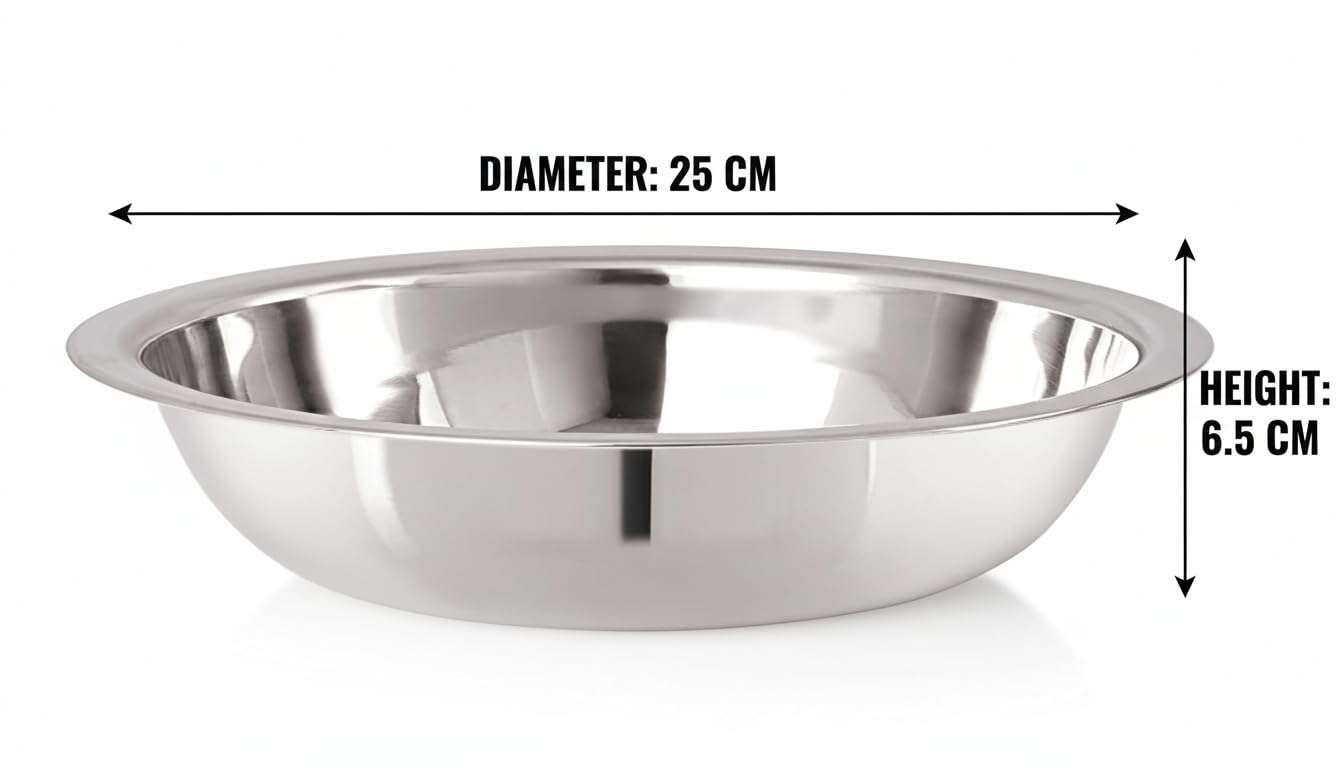KC Stainless Steel Multipurpose Basin Bowl | Mixing Bowl | Kitchen Accessories (Diamm. 25.0 CM, 2 Litre) 6