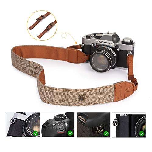 TARION Camera Strap for Photographers, Adjustable Neck Shoulder Camera Strap for Film Camera, 54in/137cm Crossbody DSLR SLR Camera Strap Universal Qucik Release Brown (Upgraded Version) 3