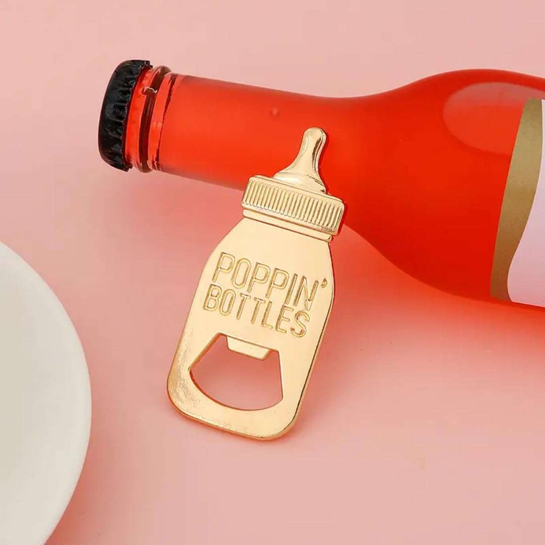 WARMINGO DE Baby Shower Return Gifts for Guests Friends & Relatives | Bottle Shaped Gold Bottle Opener Souvenirs | Party Wedding Favors | Unique Party Giveaway (5 Gift Pack) 5