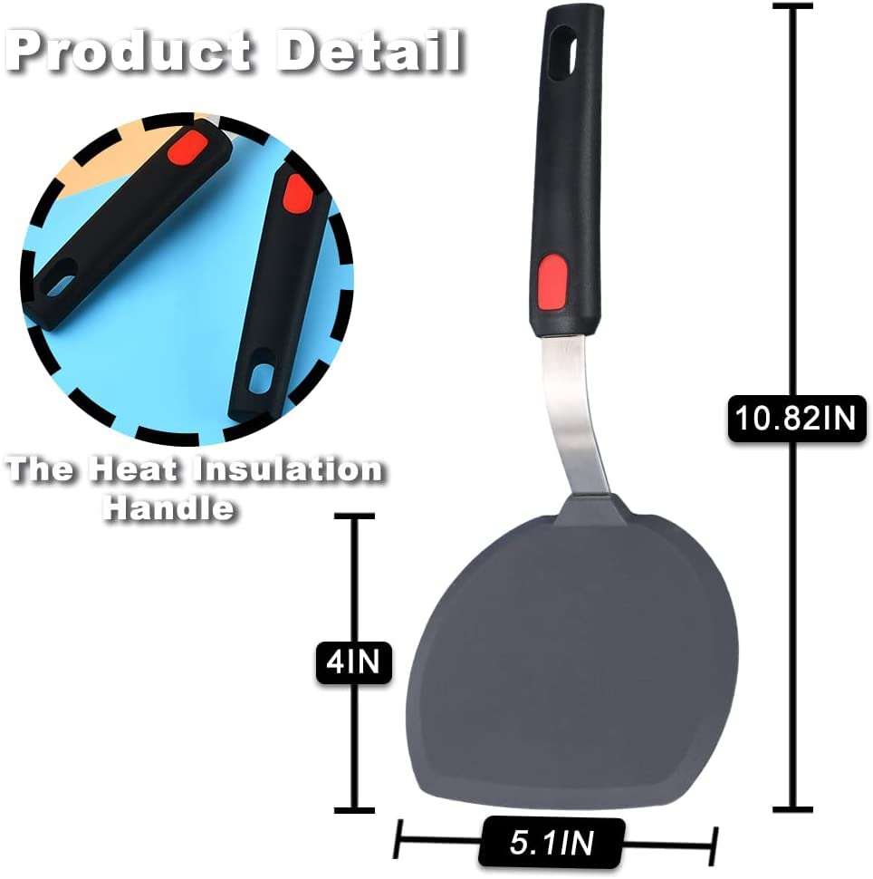 Turbid Silicone Spatula - Nonstick, Heat Resistant Cooking & Baking Flipper for Pancakes, Omelettes, Pizza, Steak, Dosa - Ideal for Griddle Pans, Cookware and Fish Turner (Wide Spatula) 3