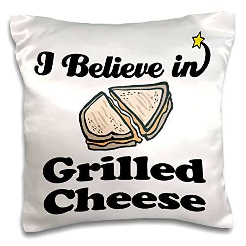 3dRose I Believe in Grilled Cheese-Pillow Case, 16 by 16" (pc_105192_1) 2