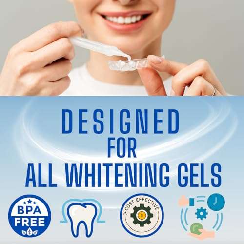 Teeth Whitening Trays Moldable Mouth Tray 2 Dental Trays Teeth Whitening Light for Faster Stain Removal Included Form Shape Perfectly Mouth Dental Tooth Compatible with Opalescence Whitener Bleaching 6