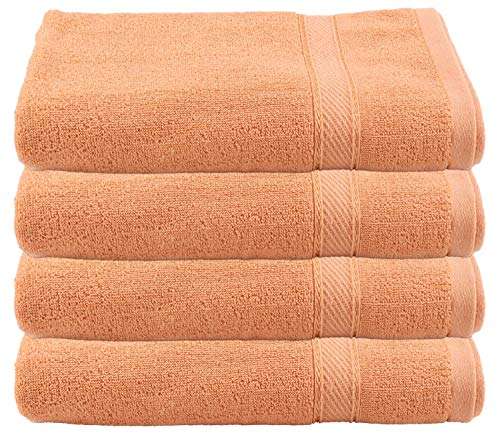 Heart Home 100 Percent Cotton 4 Pieces Full Size Bath Towel 30"x60" (Light Brown) CTHH5102