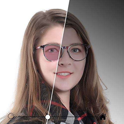 YEIN Blue Light Blocking Glasses, Spring Hinge Photochromic Pink Sunglasses, Anti Eyestrain, Computer Reading Glasses, Gaming Glasses, TV Glasses for Women, Anti Glare 6