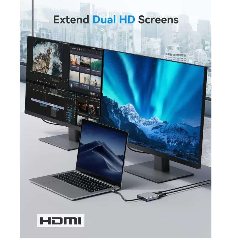 RuhZa USB to Dual HDMI Adapter USB 3.0 to Dual HDMI Converter chip and its Compatibility and Transmission are The Best at Present 5