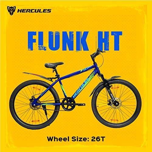 Hercules Flunk Ht 26T Single Speed 17 In Road Cycle For Unisex-Adult ( Matt Victor Blue , 12+ Years , Brake : Disc ), Front, ?17 Inches 2