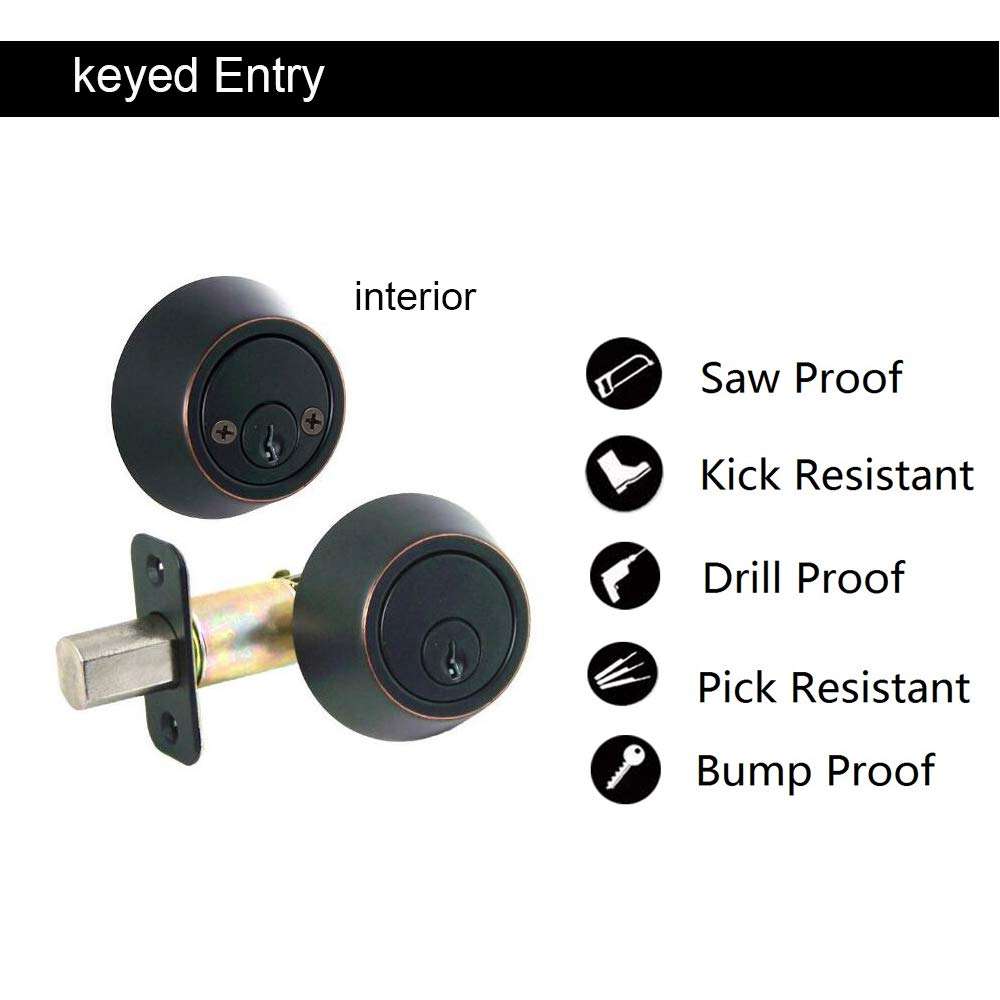 TOGU Double Cylinder Deadbolt Lock with Adjustable Backset,Front Door Lock for Home Entry Doors,Keyed on Both Sides, Oil Rubbed Bronze 4