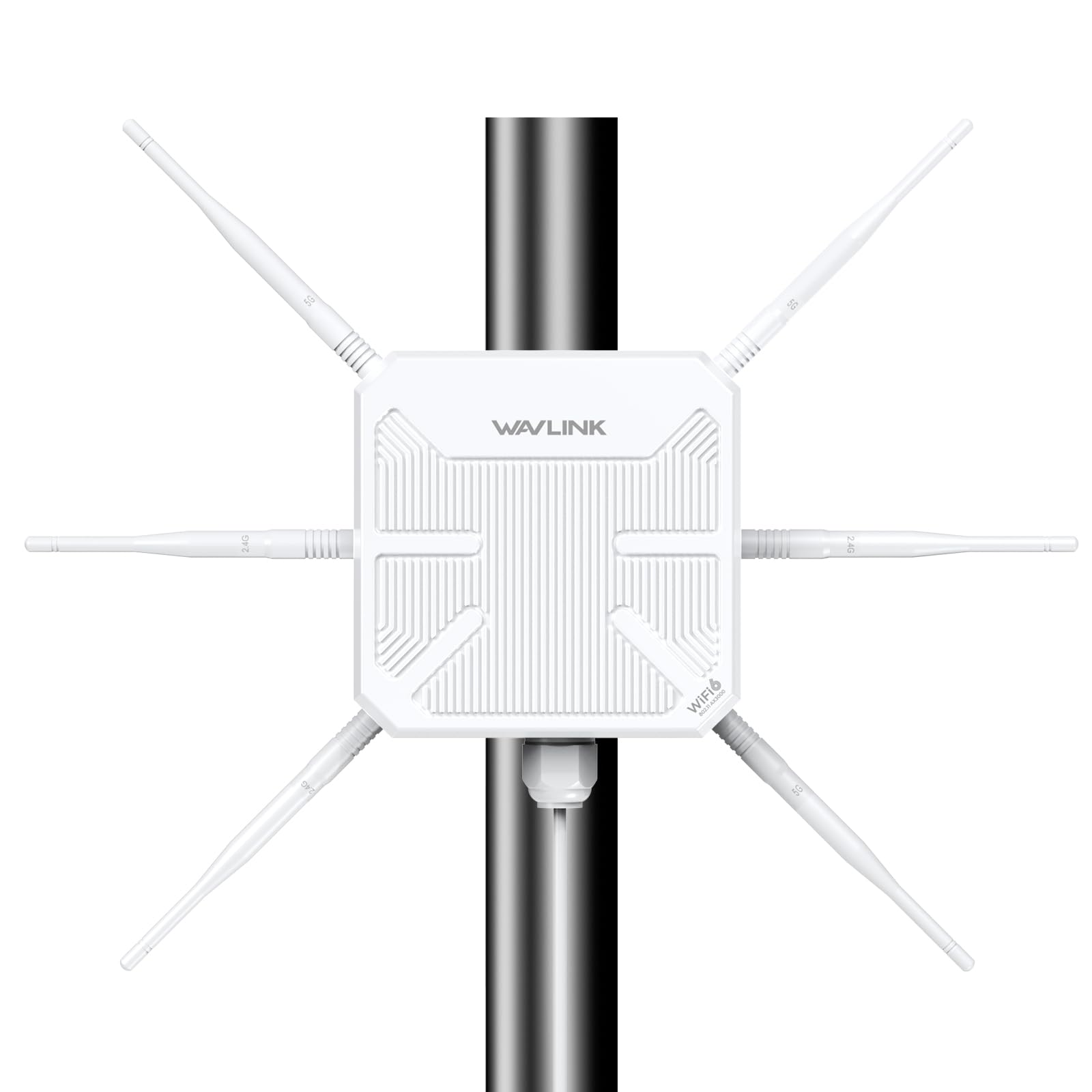 WAVLINK AX3000 Outdoor WiFi Extender, WiFi 6 Access Point/Repeater with Dual Band/PoE/IP67 Waterproof/6 x 7dBi Antennas, Work with Starlink Supports Up to 256 Devices for Camping,Large Backyard