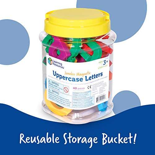 Learning Resources Jumbo Magnetic Uppercase Letters, ABCs, Early Letter Recognition, 40-Pieces, Large Magnetic Letters, Assorted Colors, Ages 3+ 5