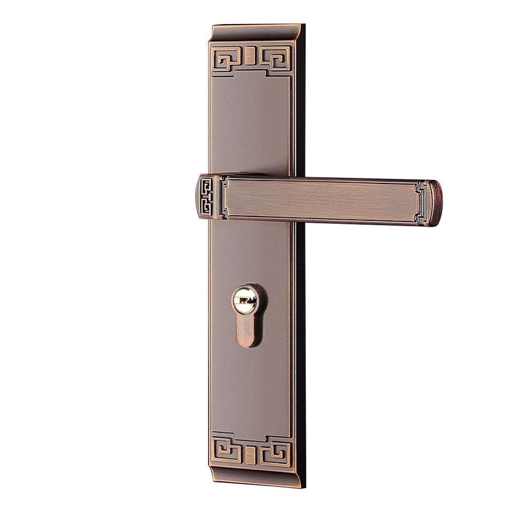 ZHJING Door Handle Bar Door Lock Door Handle Through Bolts Silent Door Handle Thumb Toilet (Color : Red) 1