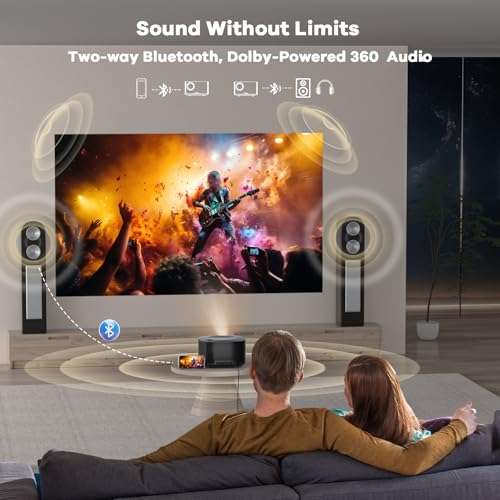 Projector-4K with WiFi and Bluetooth:[2500 ANSI/40W Dolby Audio/Official Licensed Apps], Outdoor-Projector with Smart OS 2.0 & AI Auto Focus,ONOAYO ONO5Pro Smart Movie Projector for Indoor/Outdoor Use 3