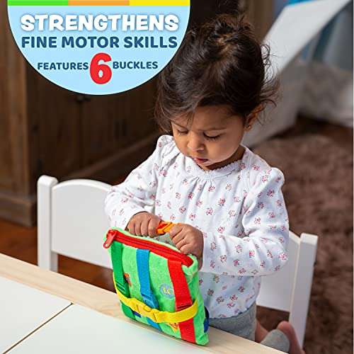 Buckle Toys - Buster Square - Learning Activity Toy - Develop Fine Motor Skills and Problem Solving - Toddler Travel Essential - Educational Classroom Must Have 2