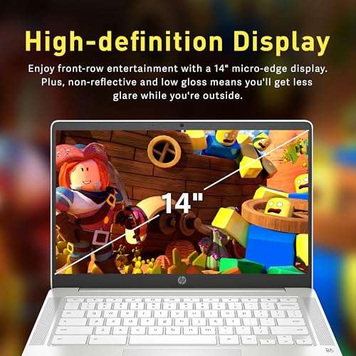 HP Chromebook 14" FHD IPS Laptop, AMD 3015Ce, 4GB RAM, 192GB Storage(32GB eMMC+160GB Docking Station), AMD Radeon Graphics, 720p HD Camera, HD Audio, Chrome OS, Ceramic White 4