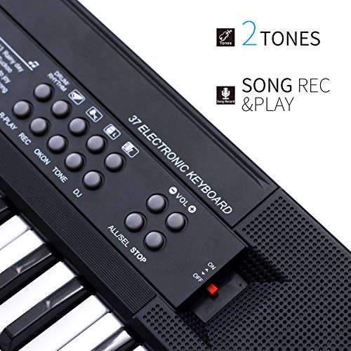 aPerfectLife Kids Piano Keyboard, 37 Keys Multifunction Portable Toy Piano Electronic Music Keyboard Instrument for Early Learning Educational (Black) 3