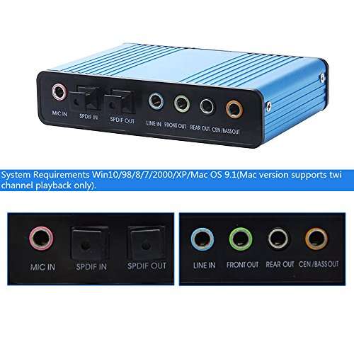 Sound Card,Ebetter USB 2.0 External Sound Card 6 Channel 5.1 Surround Adapter Audio S/PDIF f Optical Audio Sound Card Adapter for PC Laptop Recording Compatible 3