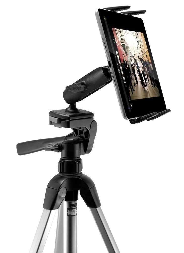 ARKON Mounts Slim-Grip Tripod Tablet Mount with 3.75" Shaft | Universal Tablet Fit | Camera Mount Adapter | 360° Adjustable Angle | Compatible with iPad, Samsung, Google, Huawei, and more | TABRMTRI 1