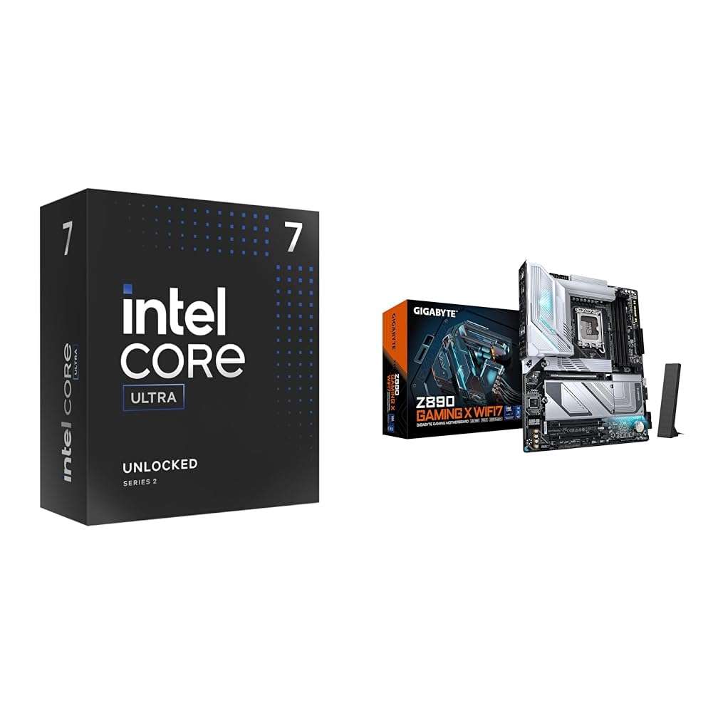 Intel Ultra 7 Desktop Processor 265K - 20 cores (8P+12E) & GIGABYTE Z890 AORUS Elite X ICE Intel Core Ultra (Series 2) LGA 1851 Motherboard,ATX,DDR5, 5X M.2, PCIe 5.0,Thunderbolt 4,WIFI7,2.5GbE LAN, 1