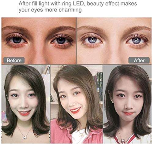 Hailiang 10" LED Ring Light with Tripod Stand Phone Holder Dimmable Desk Makeup Ring Light for Live Streaming YouTube Instagram Video Photography 4
