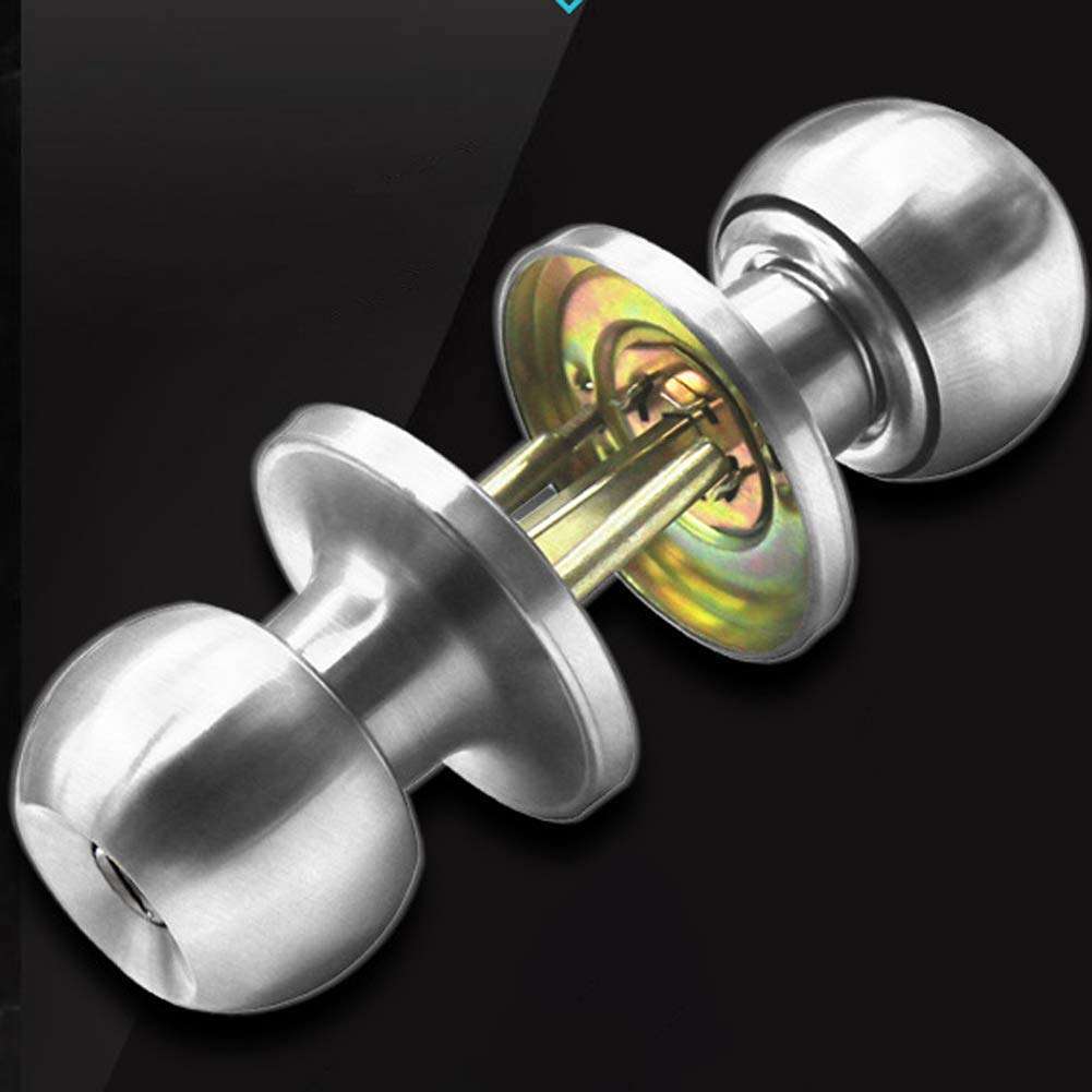 QASIN Three-Bar Stainless Steel Ball Lock Set, Round Door Handle Lock is Suitable for Family Bedroom Office Kitchen Bathroom Revolving Door Lock 1
