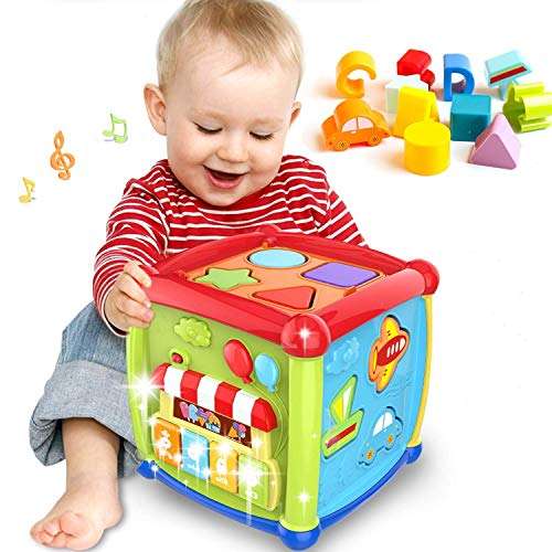 Early Learning Educational Music and Colorful Shape Sorter Toys Baby Toys 12-18 Month Activity Cube Toys for 1 Years Old Baby Toys 6 12 Month Gift for 1 2 3 Years Old Boys and Girls Kids and Toddler 1