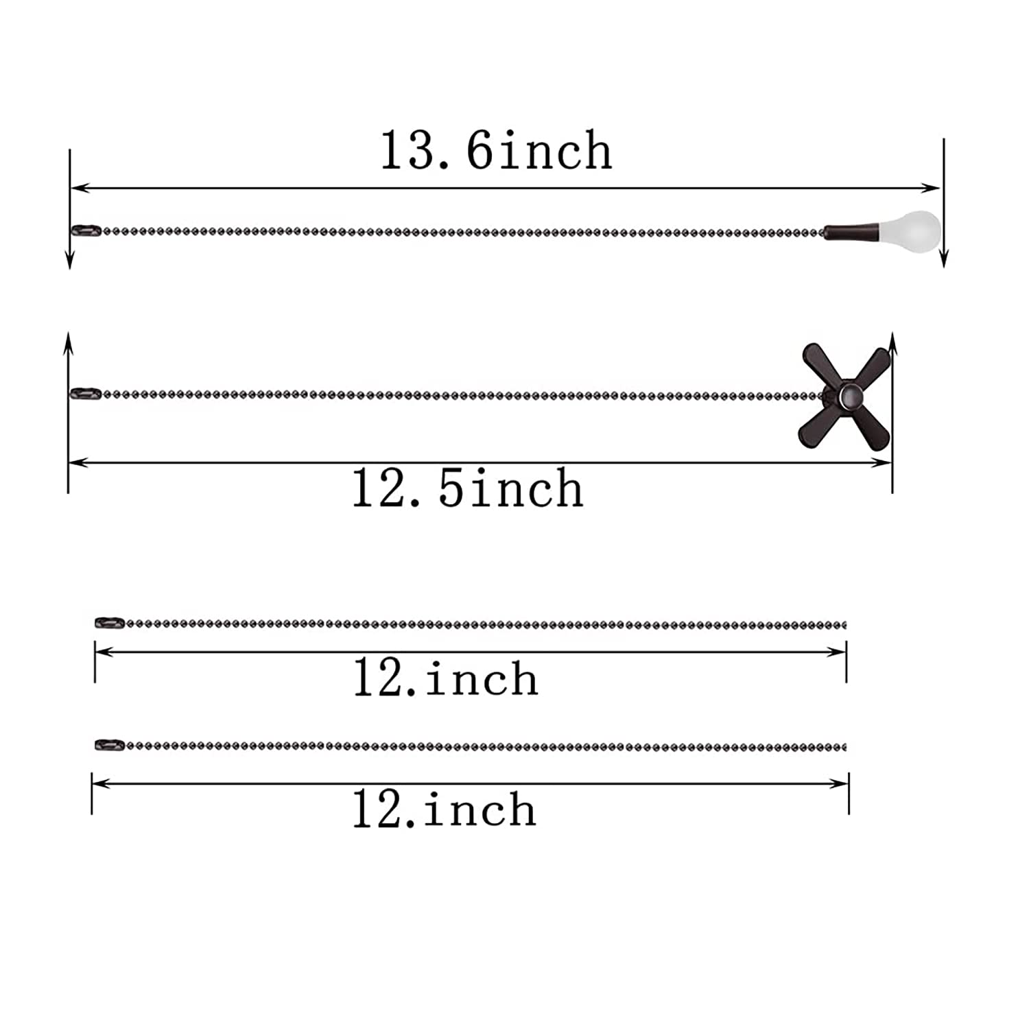 Ceiling Fan Pull Chain, 𝟮𝟰 𝗶𝗻𝗰𝗵 Extra Long with Decorative Frosted Glass Bulb and Fan Cord,Fit All Standard 3mm Diameter Ceiling Fans (ORB) 6