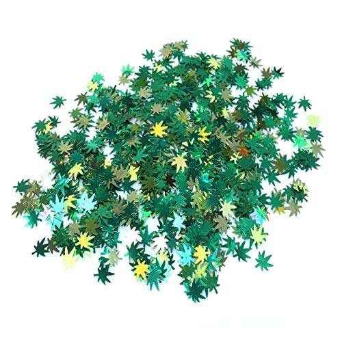 Laza Leaves Chunky Glitter Flakes Nail Art Sequin Pot Weed Leaf Shine Shaped Pomona Green Azure Green Mixed Iridescent Sparkle for DIY Craft Decoration Party Festival 10ml Jars - Emerald Apple Leaf 3