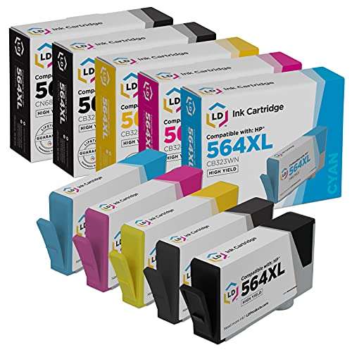 LD Products Compatible Ink Cartridge Replacement for HP 564XL High Yield (Black, Photo Black, Cyan, Magenta, Yellow, 5-Pack) Compatible with 3070a 3520 3521 3522 3524 3526 4620 4622 4622 1