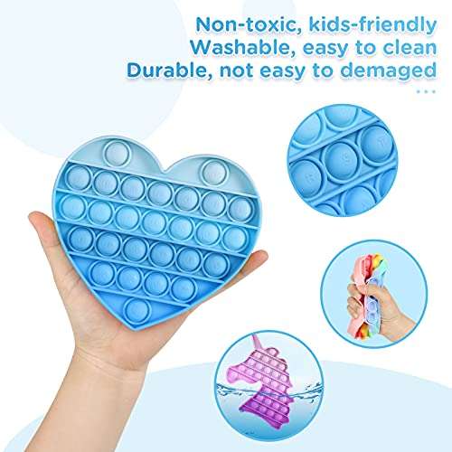 HiUnicorn 4 Pack Poppers Pop Sound Fidget Toys Gifts for Girls, Rainbow Unicorn Push Bubble Popping Game Toy, Macaron Pineapple Strawberry Fruits Sensory Toys (Yellow+Pink+Blue+Purple) 5