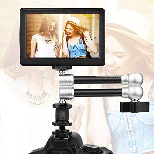 TOAZOE 11'' Articulating Friction Magic Arm Super Clamp Mount with Phone Holder, Adjustable Camera Mount Kit for DSLR Camera, LCD Monitor, Video Vlog Rig, Smartphone 3