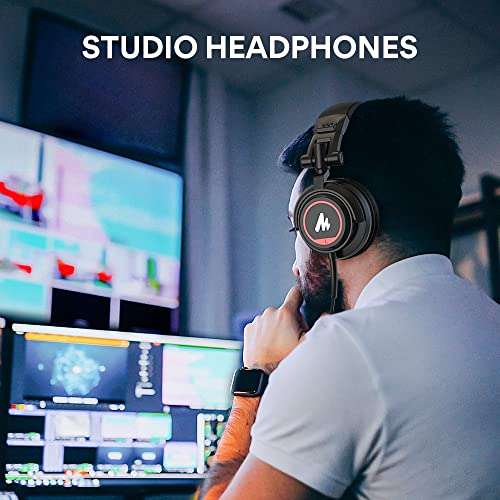 MAONO AU-MH501 Over-Ear Wired Studio Headphones, Stereo Monitor Closed Back Headsets with 50mm Driver and Lightweight Foldable Design for Gaming, Singing, Microphone Recording, Mobile, PC (Black) 2