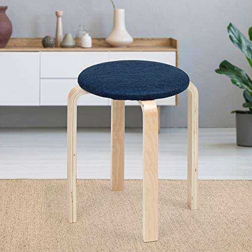 Evok Oyster Bentwood Round Stool (Blue)