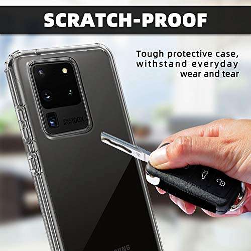 Elegant Choise Galaxy S20 Ultra Case, Shockproof Clear Case with Hard PC Shield + Soft TPU Bumper Cover Case for Samsung Galaxy S20 Ultra 5G 6.9 Inch(Clear) 4