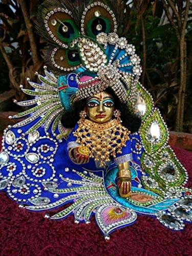 Jaisakshi Brass laddu Gopal ji/kanaiyya ji/balgopal ji/Big Size 18cm / Weight 800grm with Fancy Stone sringaar 2