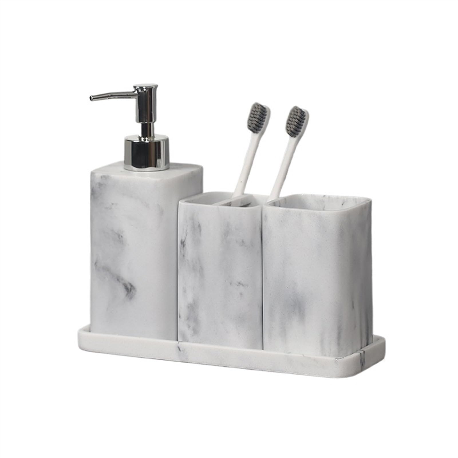 CZCZC Pump Bottle Soap Dispenser 4 Pieces Bathroom Accessories Complete Set Vanity Countertop Accessory Set Includes Lotion Dispenser Mouthwash Cup Toothbrush Holder