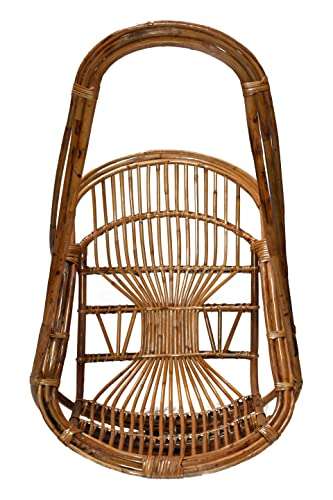 All INDIA HANDICRAFTS Hanging Chair Wooden Bamboo 100% Cane for Comfort Indoor & Outdoor Swing Chair for Kids, Adults 1